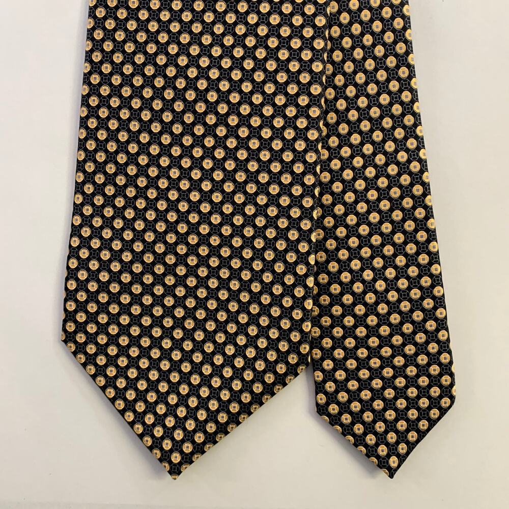 DOLCEPUNTA Black Gold Foulard Dot Silk Tie